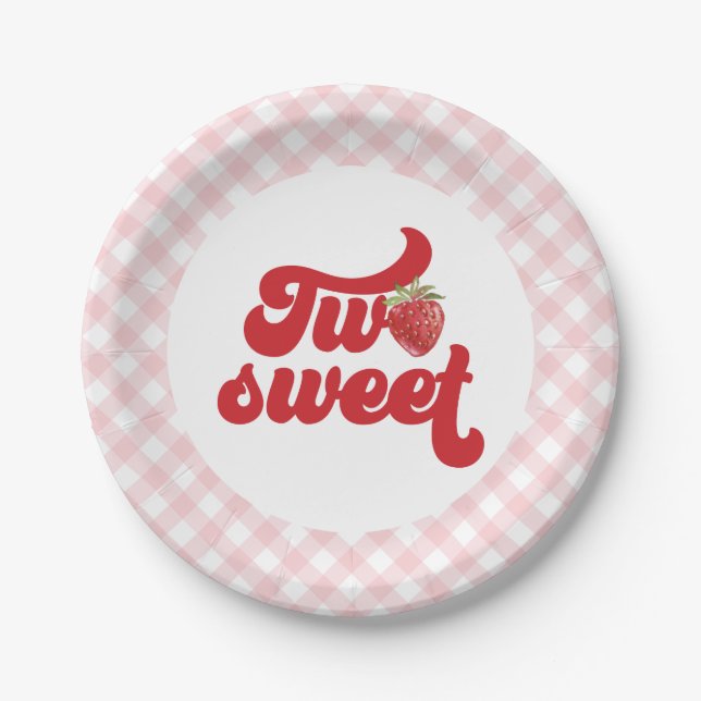 Platos de papel de cumpleaños fresa dos dulces (Anverso)