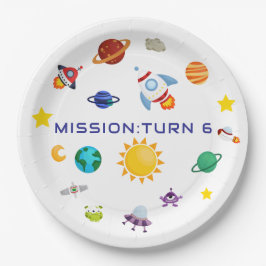 Platos de papel de cumpleaños para astronautas exp