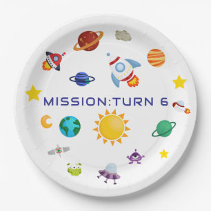 Platos de papel de cumpleaños para astronautas exp