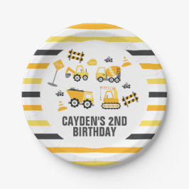 Platos de papel de cumpleaños para camión de const