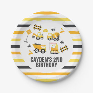 Platos de papel de cumpleaños para camión de const