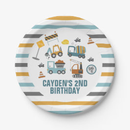 Platos de papel de cumpleaños para camión de const
