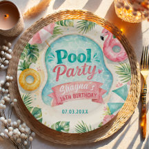 Platos de papel de cumpleaños para fiesta de veran