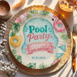 Platos de papel de cumpleaños para fiesta de veran