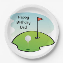 Platos de papel de cumpleaños para papá - Golf