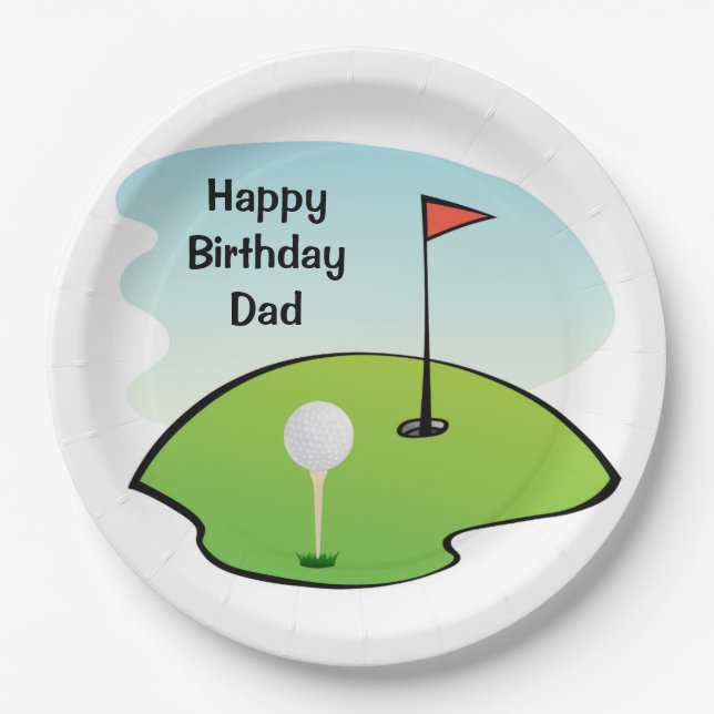 Platos de papel de cumpleaños para papá - Golf (Anverso)
