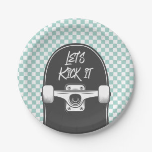 Platos de papel de cumpleaños Patineta Vamos a pat