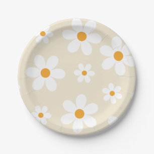 Platos de papel de cumpleaños Retro Groovy Daisy T