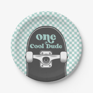 Platos de papel de cumpleaños Skateboard One Cool