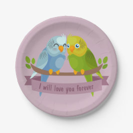 Platos de papel de Cute Love Birds