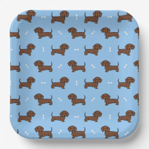 Platos de papel de Dachshund, fiesta de cumpleaños