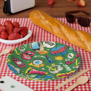 Platos de papel de dibujos animados de arte pop vi