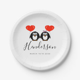 Platos de papel de dibujos animados de pareja de p