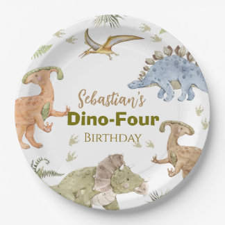 Platos de papel de dinosaurio para cumpleaños de n