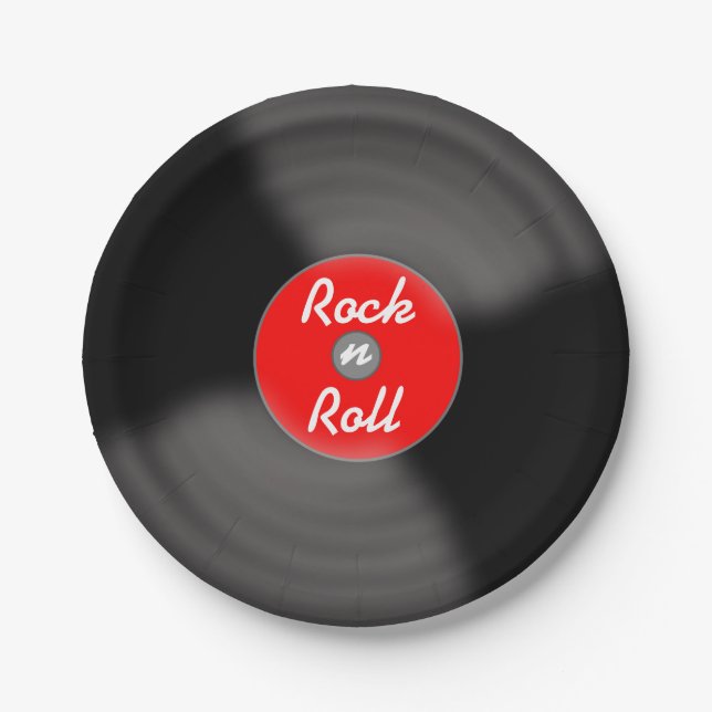 Platos de papel de discos de Rock N Roll (Anverso)