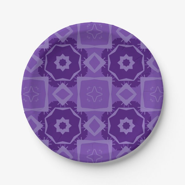 Platos de papel de diseño abstracto geométrico púr (Anverso)