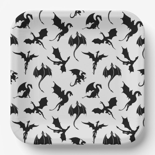 Platos de papel de dragón, fiesta de criaturas mít (Anverso)