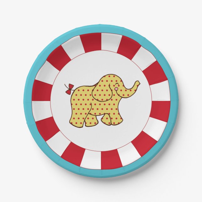 Platos de papel de elefante de circo (Anverso)