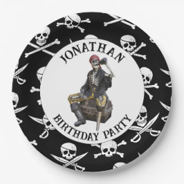 Platos de papel de esqueleto pirata