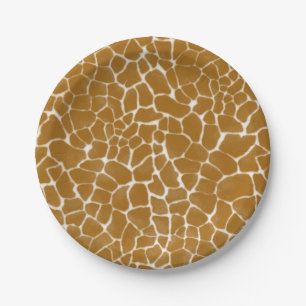Platos de papel de estampado de jirafa safari