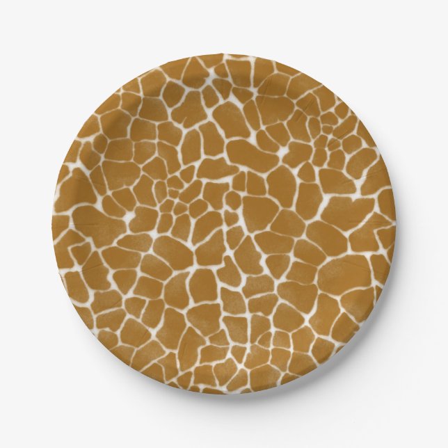 Platos de papel de estampado de jirafa safari (Anverso)