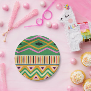 Platos de papel de fiesta con estampado africano