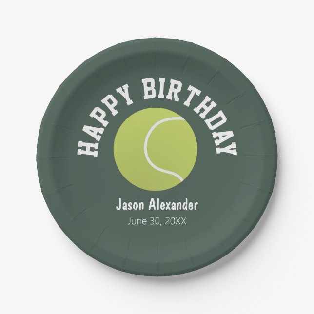 Platos de papel de fiesta con tema de tenis para c (Anverso)