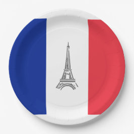 Platos de papel de fiesta con tema francés de la T