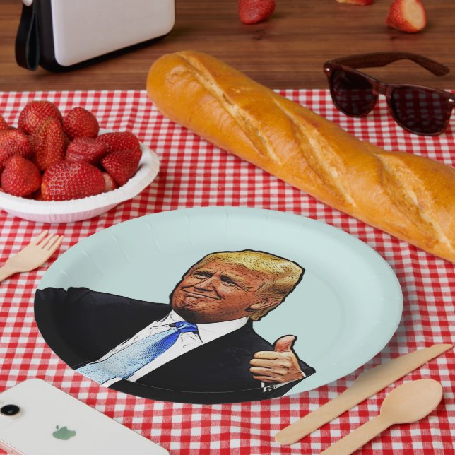 PLATOS DE PAPEL DE FIESTA DE CUMPLEAÑOS DE TRUMP (Picnic)