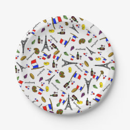 Platos de papel de fiesta de dibujos animados fran