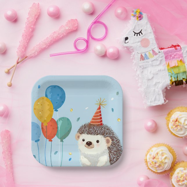 Platos de Papel de Fiesta de Erizo Adorable (Fiesta)
