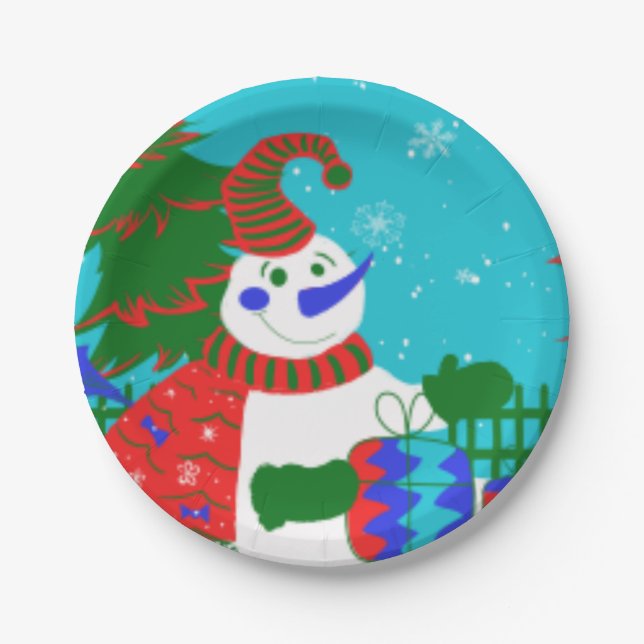 Platos de Papel de Fiesta de Navidad de Diseñador  (Anverso)