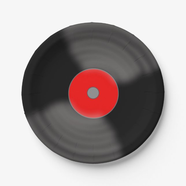 Platos de papel de fiesta de vinilo retro con músi (Anverso)
