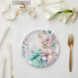 Platos de papel de flora elegante verde