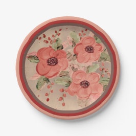 Platos de papel de flores rojas para ocasiones esp