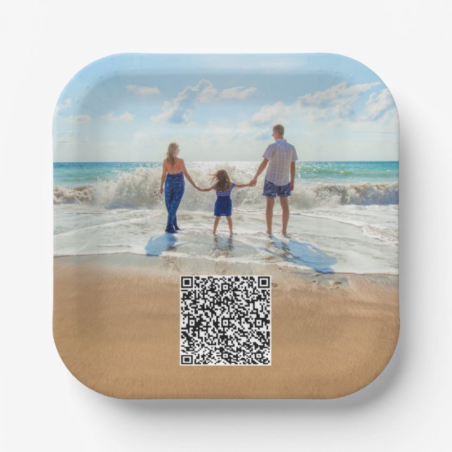 Platos de papel de foto personalizados con su códi (Anverso)