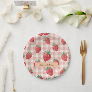 Platos de papel de fresa personalizados para fiest