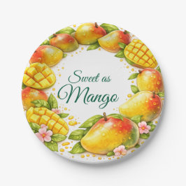 Platos de papel de frutas tropicales de mango dulc