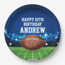 Platos de papel de fútbol feliz cumpleaños