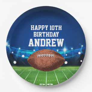 Platos de papel de fútbol feliz cumpleaños