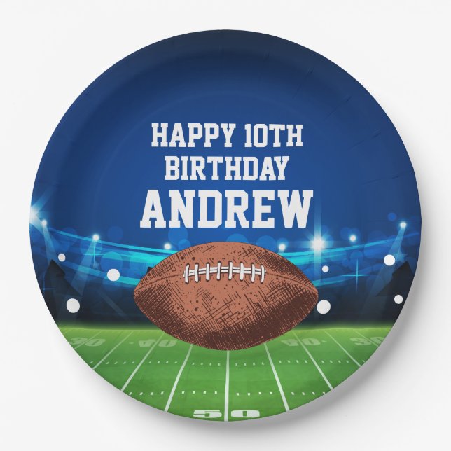 Platos de papel de fútbol feliz cumpleaños (Anverso)
