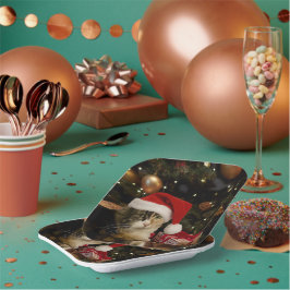 Platos de papel de gatito de Santa Calico