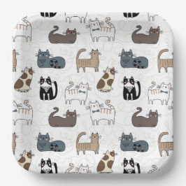 Platos de papel de gato, fiesta de gatito