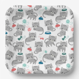 Platos de papel de gato, fiesta de gatito