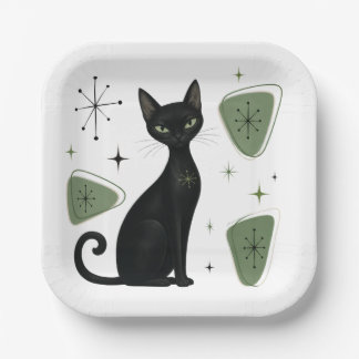 Platos de Papel de Gato Retro