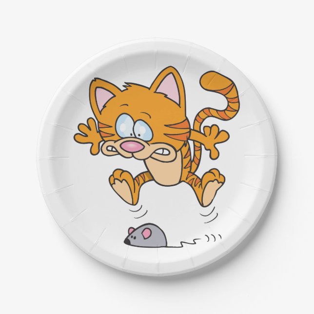 Platos de Papel de Gato y Ratón (Anverso)