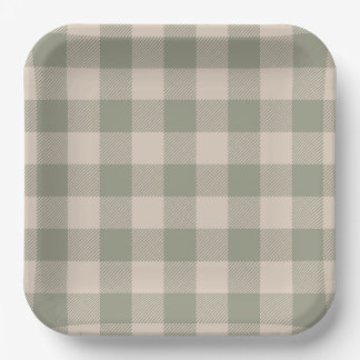 Platos de Papel de Gingham Verde - 9in | Salty Bar