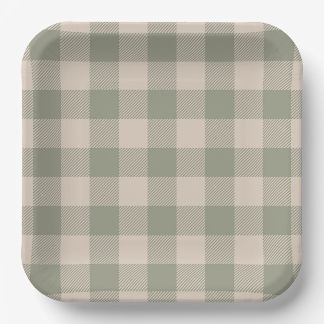 Platos de Papel de Gingham Verde - 9in | Salty Bar (Anverso)