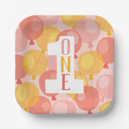 Platos de papel de globos lindos para primer cumpl
