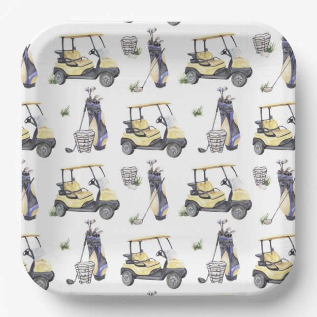 Platos de Papel de Golf, Fiesta de Cumpleaños Par- (Anverso)